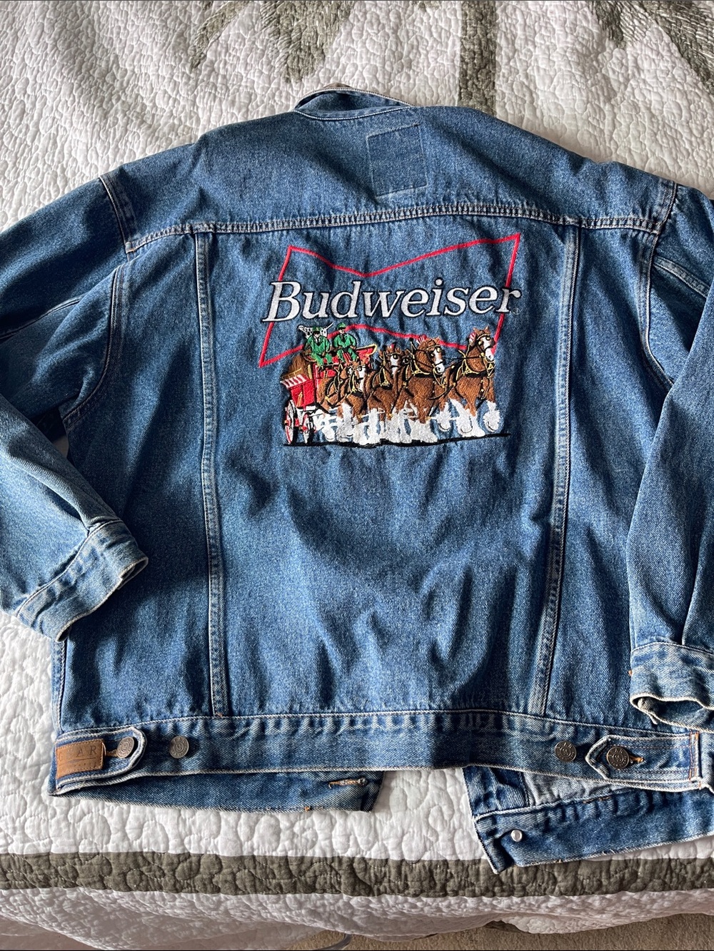Budweiser Blue Denim Jacket with Embroidered Clydesdales